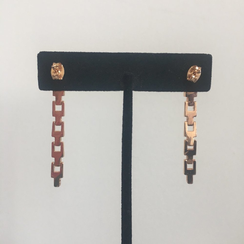 Rose Gold Pave " T " Earrings - Picture 4 of 4
